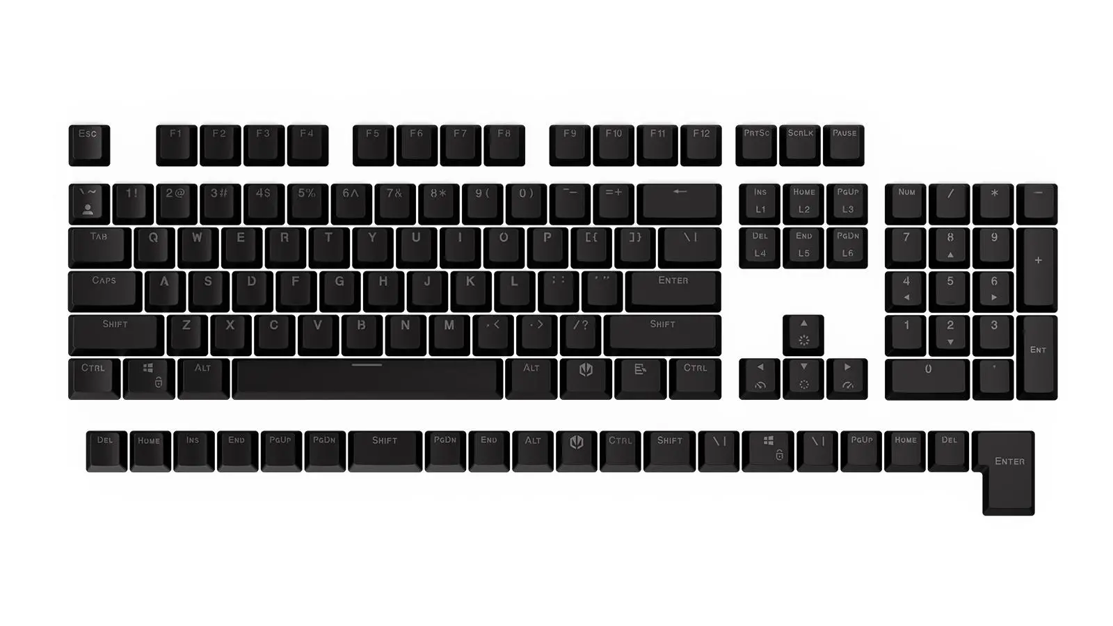 Капачки за механична клавиатура ENDORFY - 124 бр PBT - Черно - image 4