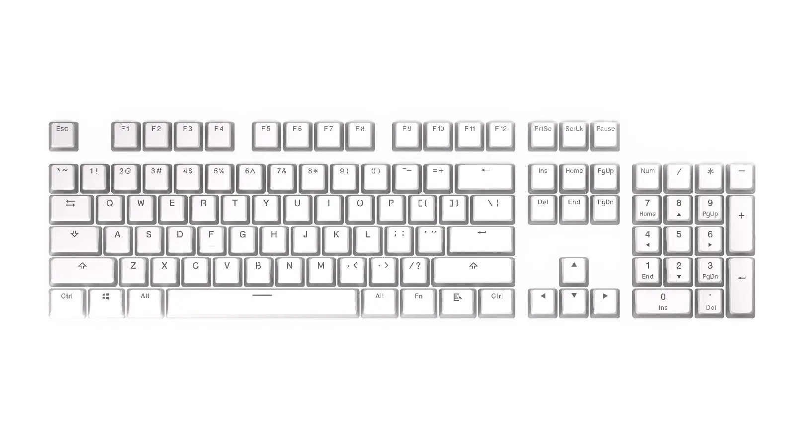 Capace de taste pentru tastatură mecanică ENDORFY - 104 buc. PBT, US Layout, Onyx White - image 3