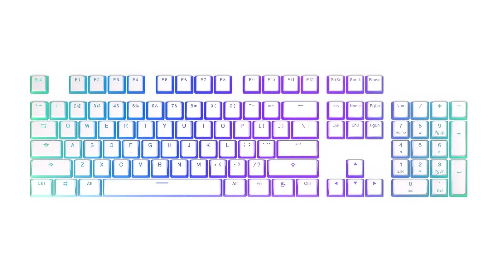 Capace de taste pentru tastatură mecanică ENDORFY - 104 buc. PBT, US Layout, Onyx White - image 4
