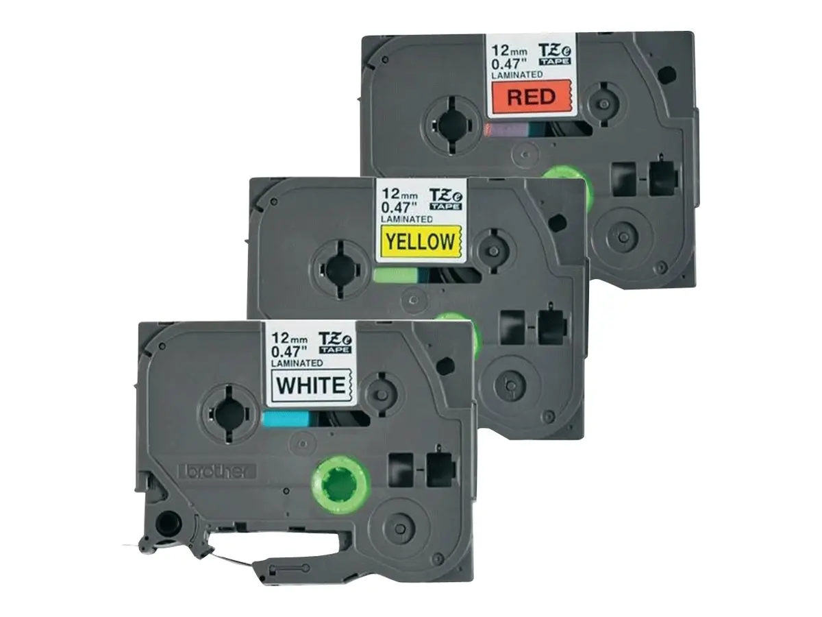 BROTHER TZE31M3 tape cassette 12mmx8m 3 Pack TZ231 white black TZ431 red black TZ631 yellow black laminate - image 2