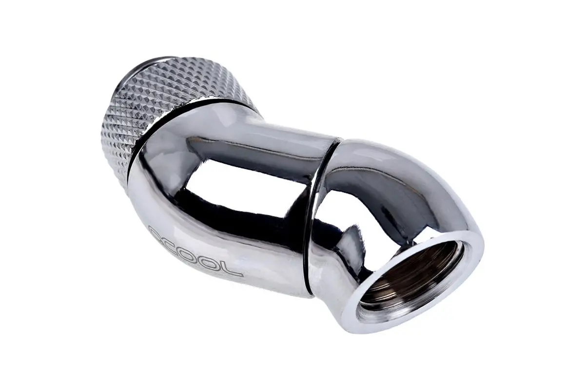 Adaptor unghiular Alphacool Eiszapfen, 2 x 45°, filet exterior G1/4 la filet interior G1/4, Argintiu