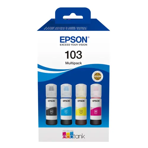КОМПЛЕКТ 4 БУТИЛКИ МАСТИЛО ЗА EPSON  EcoTank L1110/L3100/L3101/L3110/L3150/L5190 - /103/ - Multipack - BK/C/M/Y - 4 x 70 ml - PN C13T00S64A 