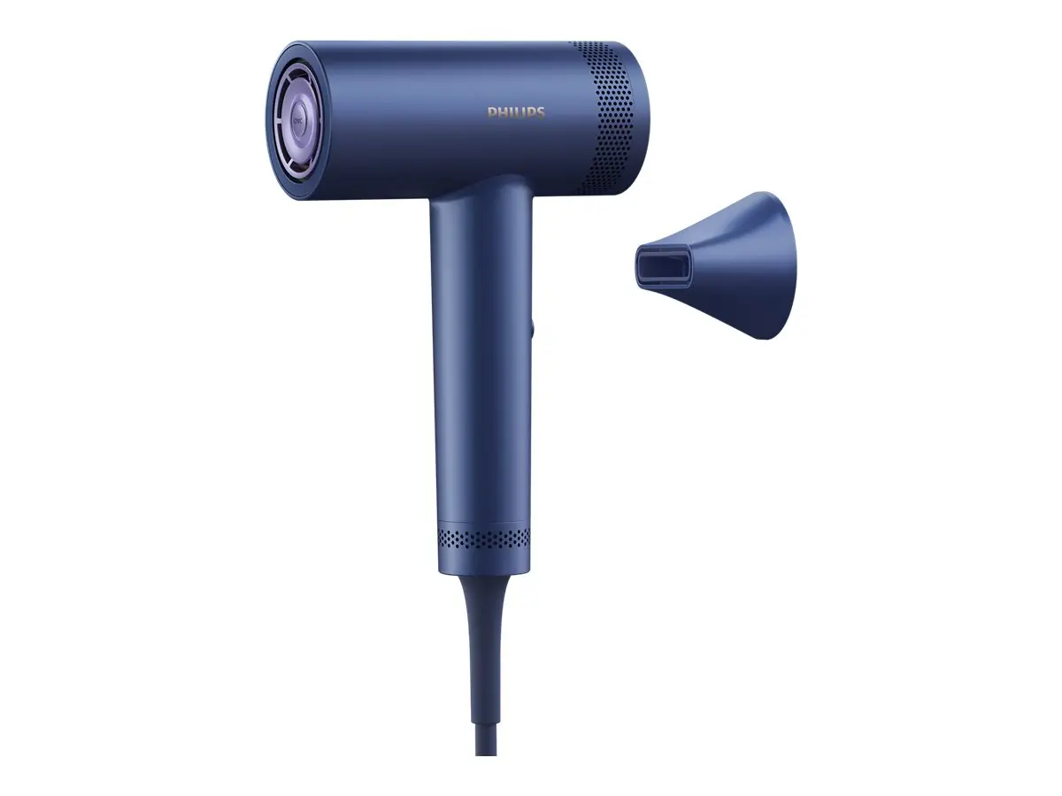 PHILIPS Сешоар 1400W Series 8000 ThermoShield Advanced технология йонна грижа 10 настройки Магнитни накрайници цвят син