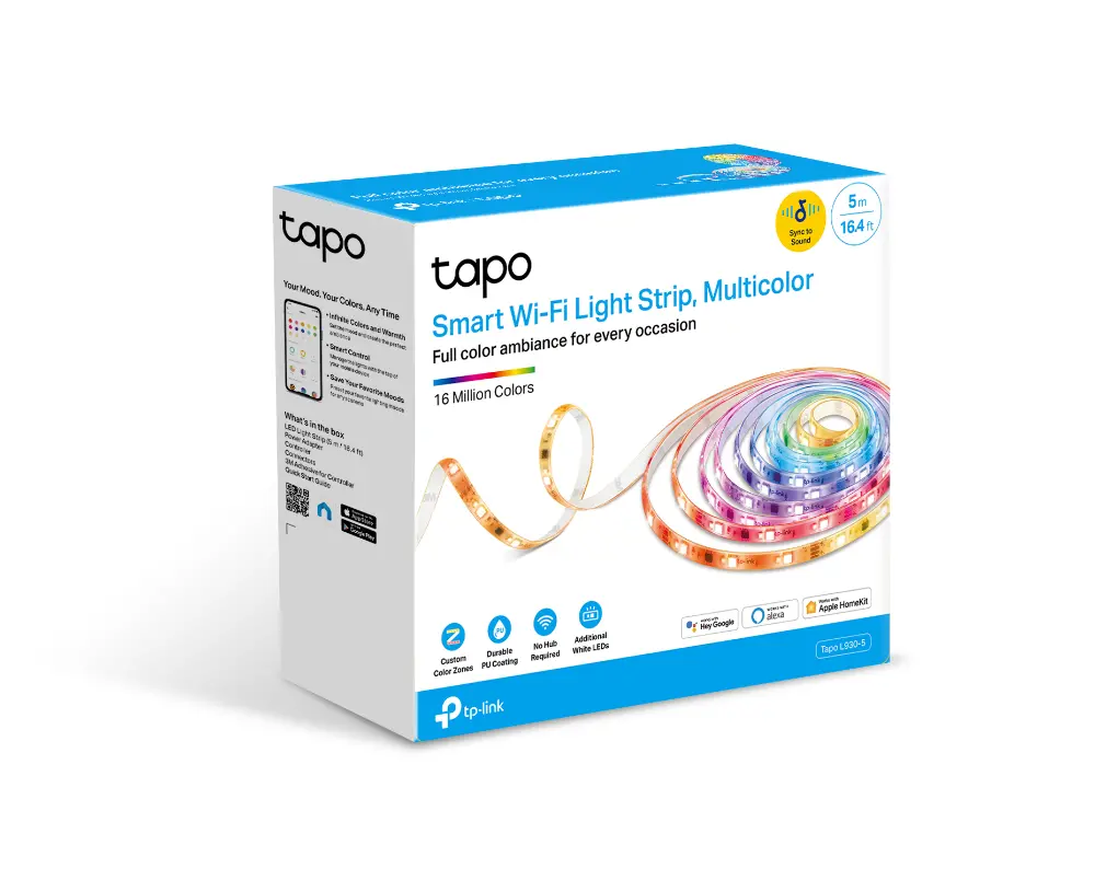 LED лента TP-Link Tapo L930-5, WiFi, 5м., 13.5W, многоцветна, многозонова - image 7