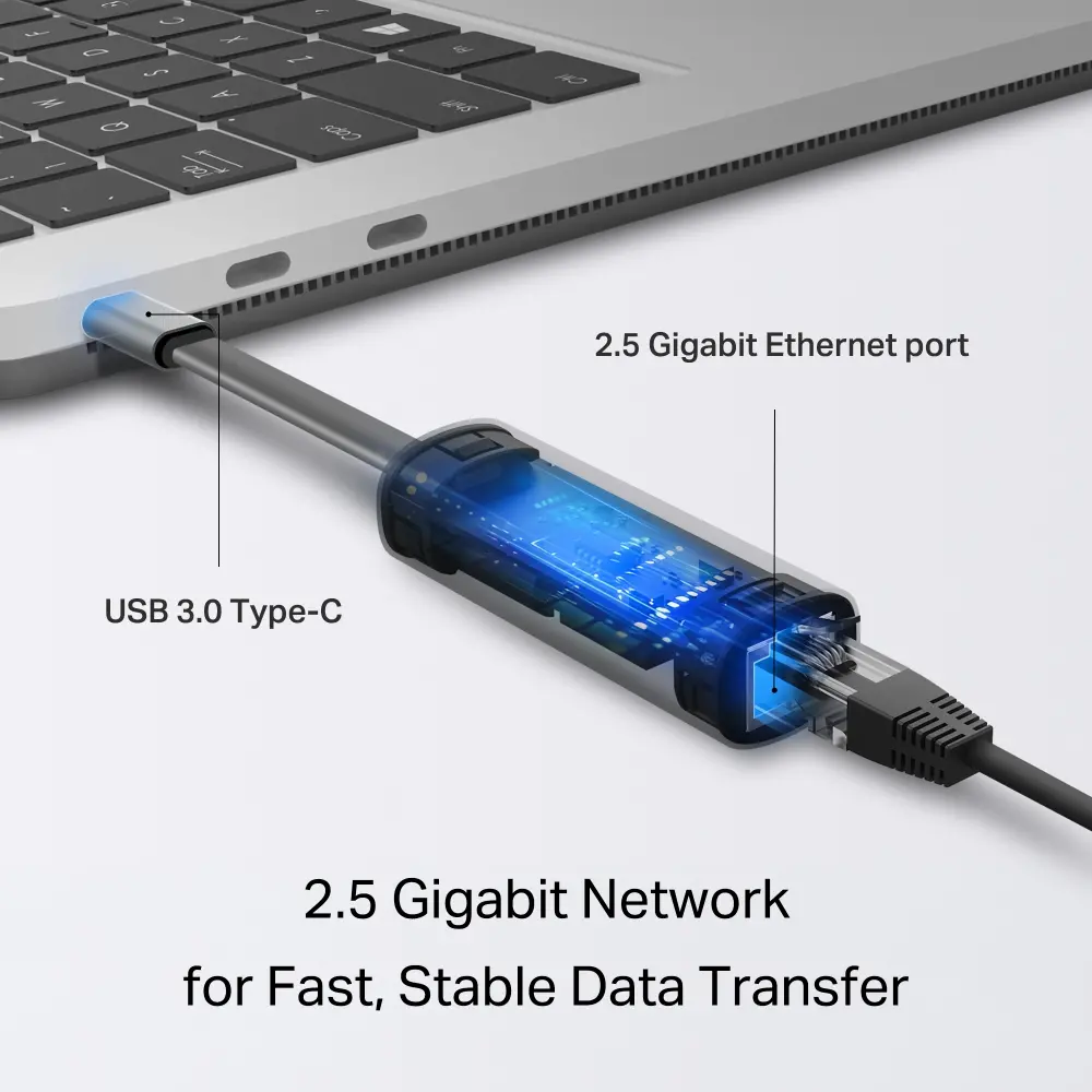 Адаптер за мрежа TP-LINK UE302C, RTL8153, USB 3.0 Type-C, 2.5 GbE порт - image 2