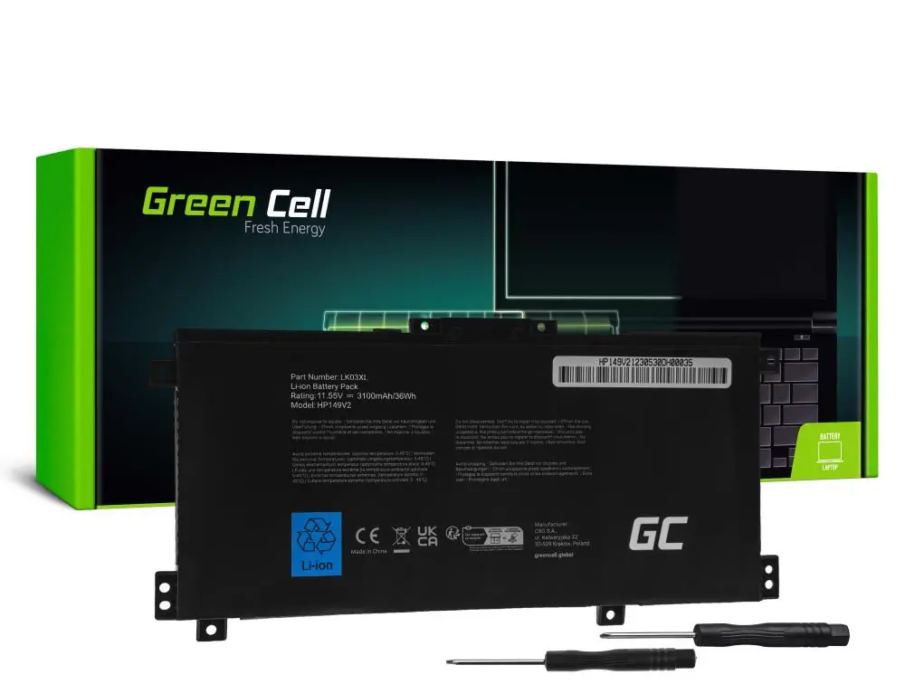 Батерия за лаптоп GREEN CELL, HP Envy x360 15-BP 15-BP000 15-BP100 15-CN 17-AE 17-BW LK03XL 11,55V 3100mAh