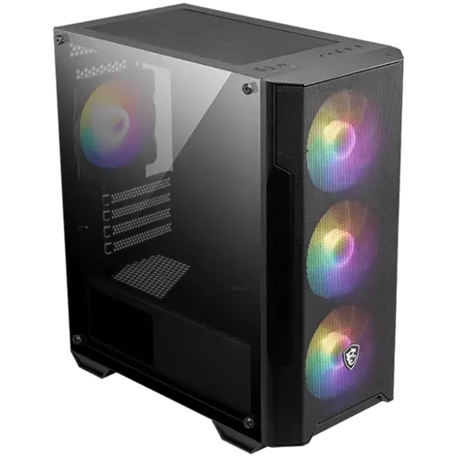 MSI MAG FORGE M100A, M-ATX Tower, M-ATX/ M-ITX, 1x USB 3.2 Gen 1 Type-A, 2x USB 2.0 Type-A, 1x Audio, 1x Mic, Power Button, 4x 120mm ARGB Fans, Mesh Panel, Acrylic panel. - image 1