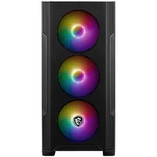 MSI MAG FORGE M100A, M-ATX Tower, M-ATX/ M-ITX, 1x USB 3.2 Gen 1 Type-A, 2x USB 2.0 Type-A, 1x Audio, 1x Mic, Power Button, 4x 120mm ARGB Fans, Mesh Panel, Acrylic panel. - image 2