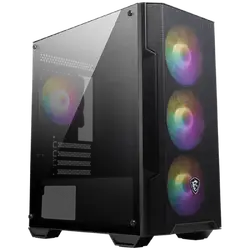 MSI MAG FORGE M100A, M-ATX Tower, M-ATX/ M-ITX, 1x USB 3.2 Gen 1 Type-A, 2x USB 2.0 Type-A, 1x Audio, 1x Mic, Power Button, 4x 120mm ARGB Fans, Mesh Panel, Acrylic panel.