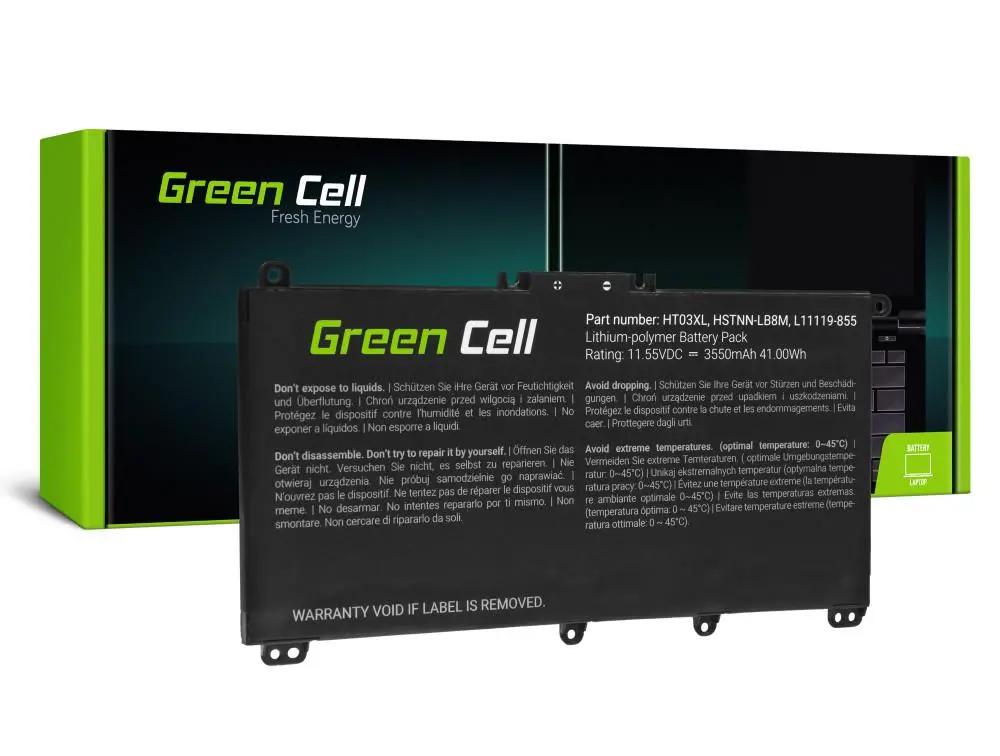Батерия за лаптоп GREEN CELL, HP 250 G7 G8 255 G7 G8 240 G7 G8 245 G7 G8 470 G7, HP 14 15 17, HP Pavilion 14 15 HT03XL L11119-855 11,55V 3400mAh