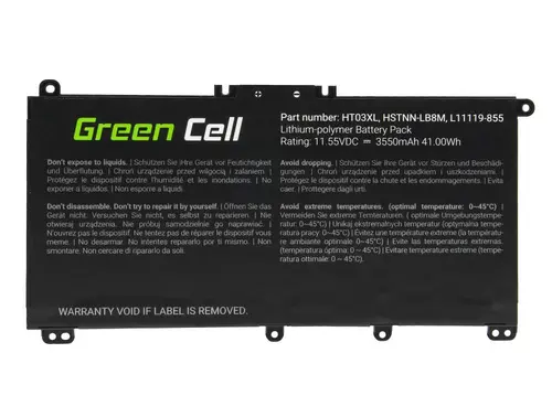 Батерия за лаптоп, GREEN CELL, 11,55V 3400mAh – съвместима с HP HT03XL, L11119-855, 250 G7/G8, 255 G7/G8, 240 G7/G8, 245 G7/G8, 470 G7, 14/15/17, Pavilion 14/15 - 3