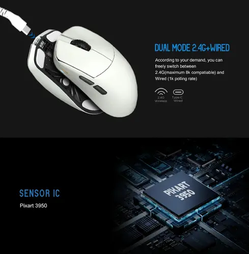 Lamzu професионална геймърска мишка MAYA X 8K - Wireless Gaming Mouse - Light Pink - image 10