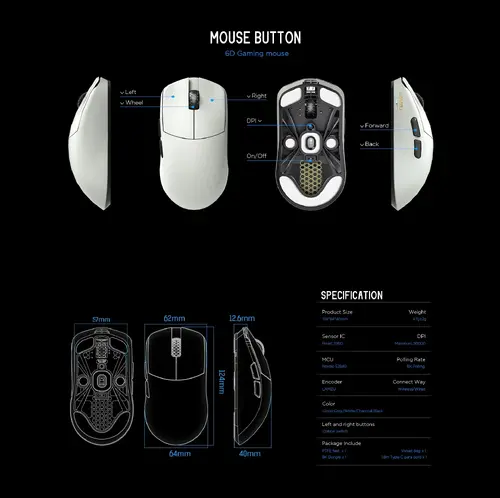 Lamzu професионална геймърска мишка MAYA X 8K - Wireless Gaming Mouse - Light Pink - image 9