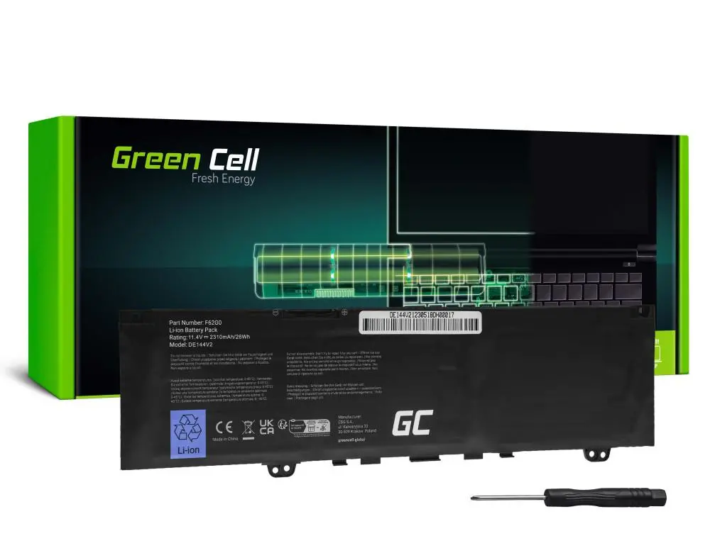 Батерия за лаптоп GREEN CELL, Dell Inspiron 13 5370 7370 7373 7380 7386, Dell Vostro 5370 11.4V 2310mAh