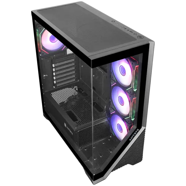 Chassis FC-AR17A-ARGB, 7 slots, 1 x Type C, 2 X USB 3.0, 4 x ARGB, remote, Without PSU, Black - image 1