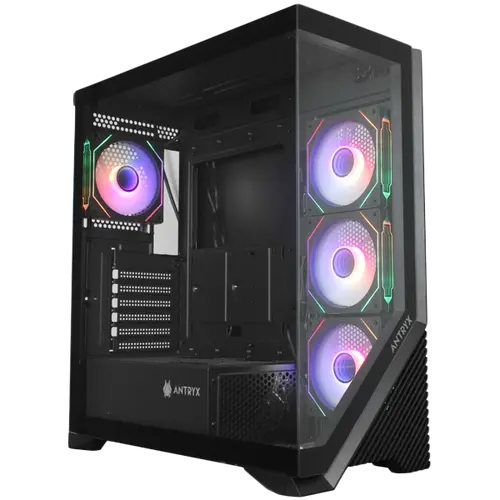 Chassis FC-AR17A-ARGB, 7 slots, 1 x Type C, 2 X USB 3.0, 4 x ARGB, remote, Without PSU, Black