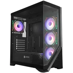 Chassis FC-AR17A-ARGB, 7 slots, 1 x Type C, 2 X USB 3.0, 4 x ARGB, remote, Without PSU, Black