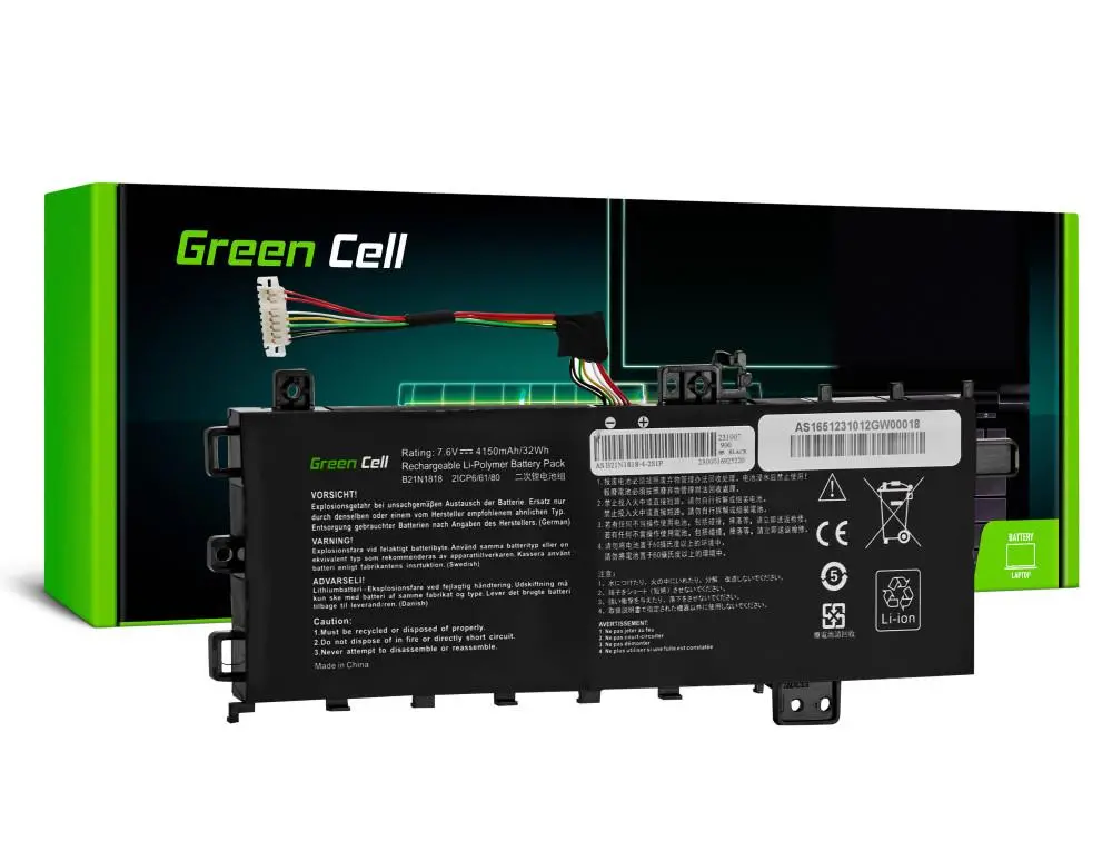 Батерия за лаптоп GREEN CELL ASUS B21N1818 C21N1818-1 for Asus VivoBook 15 A512 7,6V 4150mAh LIPO