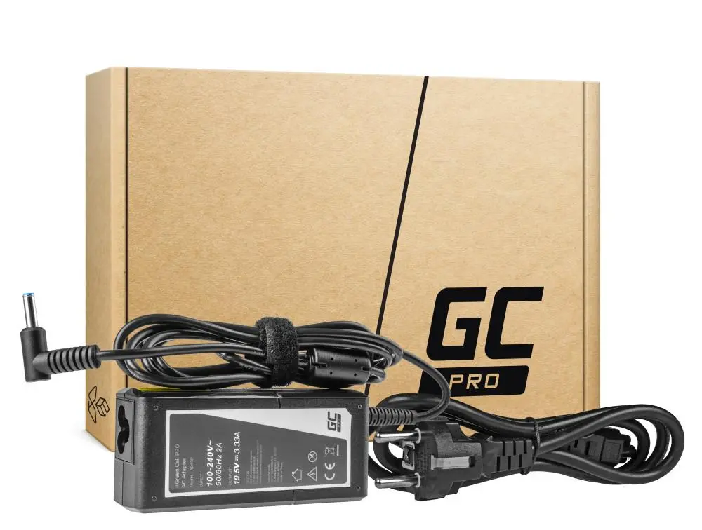 Захранване за лаптоп GREEN CELL, HP PRO Charger / AC Adapter 19.5V 3.33A 65W for HP 250 G2 G3 G4 G5 15-R 15-R100NW 15-R101NW 15-R104NW 15-R233NW 4,5mm- 3,0mm