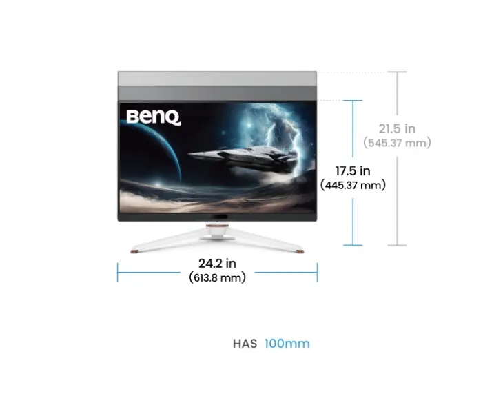 Монитор, BenQ MOBIUZ EX271U, 27", 4K UHD, IPS, 1ms GtG, 165Hz, 120Hz for Console with eARC, Color Shuttle, FreeSync Premium, B.I.+ Gen2, HDRi and HDR400, Quickit, 1200:1, 95% P3, 400 nits, USB-C (DP alt. PD 65W),USB Hub, HDMI 2.1, DP, Height Adj. 100mm, White - image 6