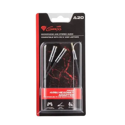 Адаптер, Genesis 4-Pin Headset Premium Adapter For Ps4, Pc, Smartphones A20 - image 4
