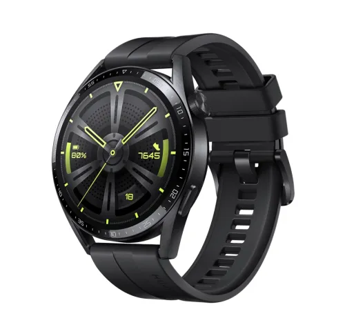 Часовник, Huawei Watch GT 3 46mm, Active Jupiter-B19S, 1.43", Amoled, 466x466, PPI 326, 4GB, Bluetooth 5.2 supports BLE/BR/EDR, 5ATM, NFC, GPS, Battery 455 maAh, Black Fluoroelastomer Strap - image 1