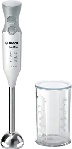Blender vertical, Bosch MSM66110, Blender, ErgoMixx, 600 W, Inclus vas transparent, Alb - 1