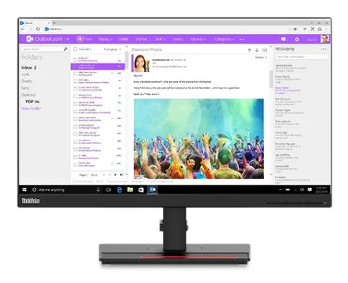 Монитор, Lenovo ThinkVision T24i-2L 23.8", IPS, 6 ms, 250 cd/m2, 1000:1, 1920x1080, Tilt, Swivel, Pivot, Height Adjust Stand, HDMI, DP, VGA, 4 x USB