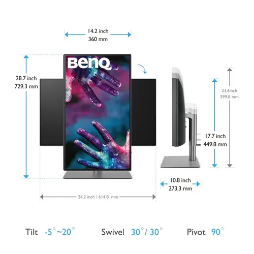 Οθόνη, BenQ PD2725U 27" IPS LED 5ms 3840x2160 4K UHD, DesignVue Thunderbolt Mon, AQCOL., 100% sRGB, HDR400, B.I., LBL,KVM Sw, ICCsync, CAD/CAM - 8
