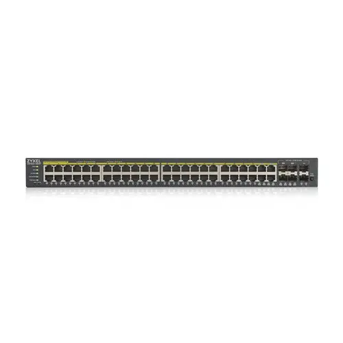 Комутатор, ZyXEL GS1920-48HPv2, 50 Port Smart Managed PoE Switch 44x Gigabit Copper PoE and 4x Gigabit dual pers., hybrid mode, standalone or NebulaFlex Cloud, 375 Watt PoE - image 1