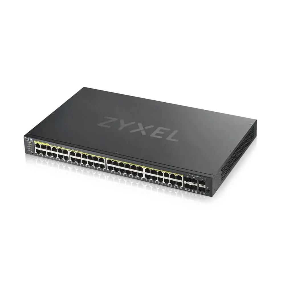 Комутатор, ZyXEL GS1920-48HPv2, 50 Port Smart Managed PoE Switch 44x Gigabit Copper PoE and 4x Gigabit dual pers., hybrid mode, standalone or NebulaFlex Cloud, 375 Watt PoE - image 2