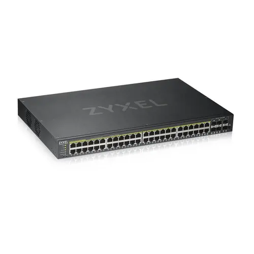 Switch, ZyXEL GS1920-48HPv2, 50 porturi Smart Managed PoE Switch 44x Gigabit Copper PoE și 4x Gigabit dual pers., hybrid mode, standalone sau - 1