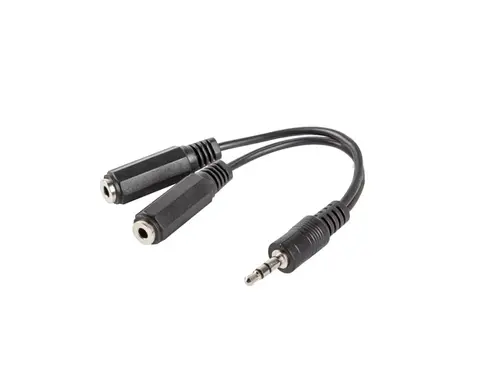 Cablu, Lanberg adaptor jack stereo (T) -> jack stereo (M) X2 10cm, negru - 2