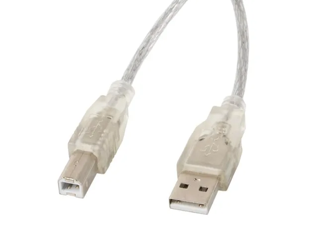 Кабел, Lanberg USB-A (M) -> USB-B (M) 2.0 cable 1.8m, transparent ferrite