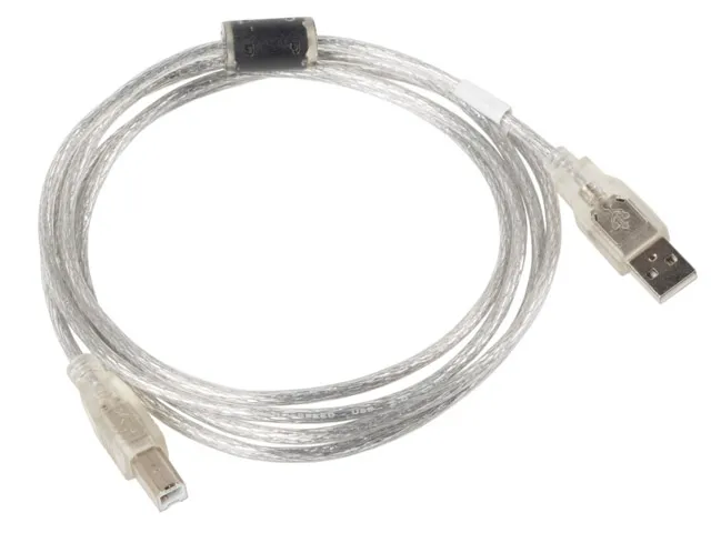 Кабел, Lanberg USB-A (M) -> USB-B (M) 2.0 cable 1.8m, transparent ferrite - image 1