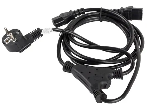 Кабел, Lanberg CEE 7/7 -> 2X IEC 320 C13 power cord 2m VDE, black - image 1