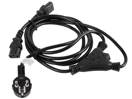 Кабел, Lanberg CEE 7/7 -> 2X IEC 320 C13 power cord 2m VDE, black - image 2