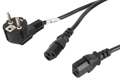 Кабел, Lanberg CEE 7/7 -> 2X IEC 320 C13 power cord 2m VDE, black