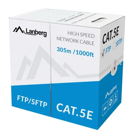 Кабел, Lanberg LAN cable FTP CAT.5E 305m stranded CCA, grey