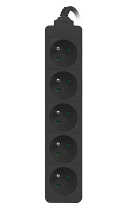 Разклонител, Lanberg power strip 1.5m, 5 sockets, french quality-grade copper cable, black - image 1