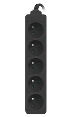 Prelungitor, Lanberg 1.5m, 5 prize, tip francez, cablu de cupru de calitate, negru - 2