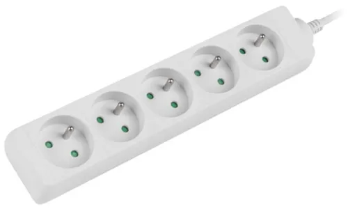 Разклонител, Lanberg power strip 1.5m, 5 sockets, french quality-grade copper cable, white