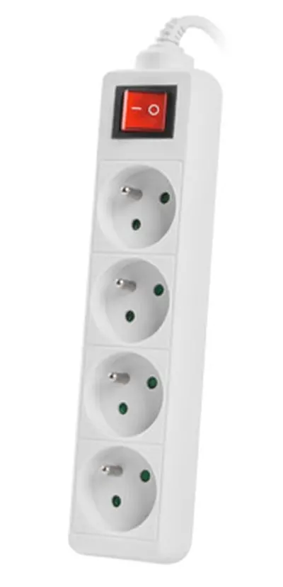 Разклонител, Lanberg power strip 1.5m, 4 sockets, french with circuit breaker quality-grade copper cable, white - image 1