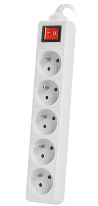 Разклонител, Lanberg power strip 1.5m, 5 sockets, french with circuit breaker quality-grade copper cable, white - image 1