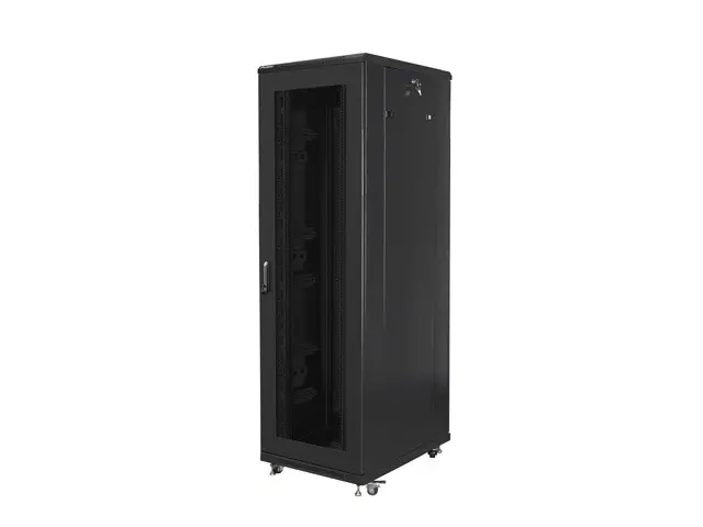 Комуникационен шкаф, Lanberg rack cabinet 19" free-standing 42U / 800x800 self-assembly flat pack with mesh door, black - image 2
