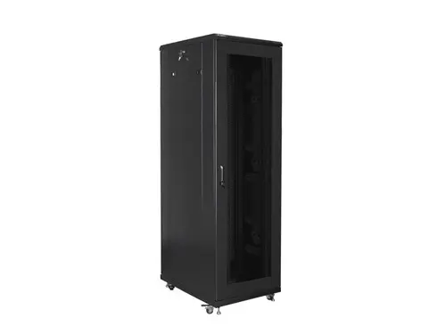 Комуникационен шкаф, Lanberg rack cabinet 19" free-standing 42U / 800x800 self-assembly flat pack with mesh door, black