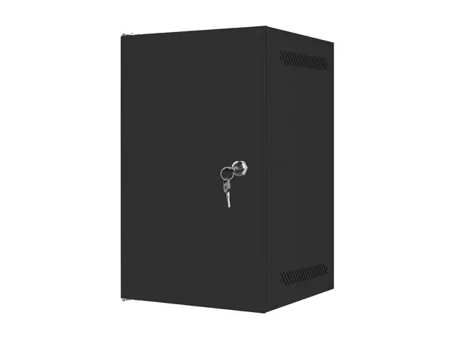 Комуникационен шкаф, Lanberg rack cabinet 10" wall-mount 9U / 280x310 self-assembly flat pack with metal door, black - image 2