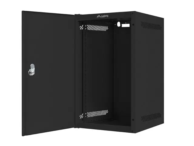 Комуникационен шкаф, Lanberg rack cabinet 10" wall-mount 9U / 280x310 self-assembly flat pack with metal door, black - image 3