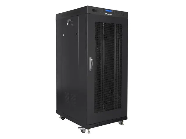 Комуникационен шкаф, Lanberg rack cabinet 19" free-standing 27U / 600x800 self-assembly flat pack with mesh door LCD, black