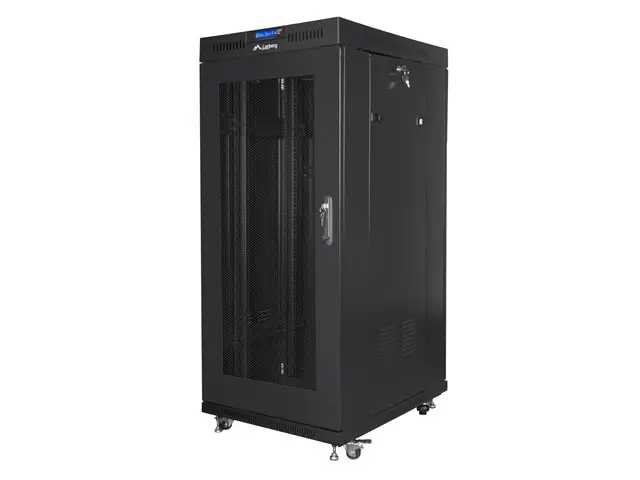 Dulap de comunicații, Lanberg rack cabinet 19" independent 27U / 600x800 autoasamblare flat pack cu ușă perforată LCD, negru - image 2